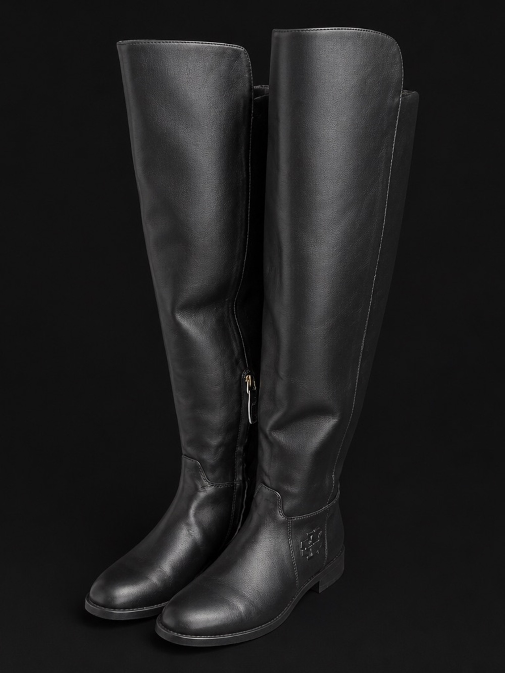 Tory Burch Black Over-the-Knee Leather Boots